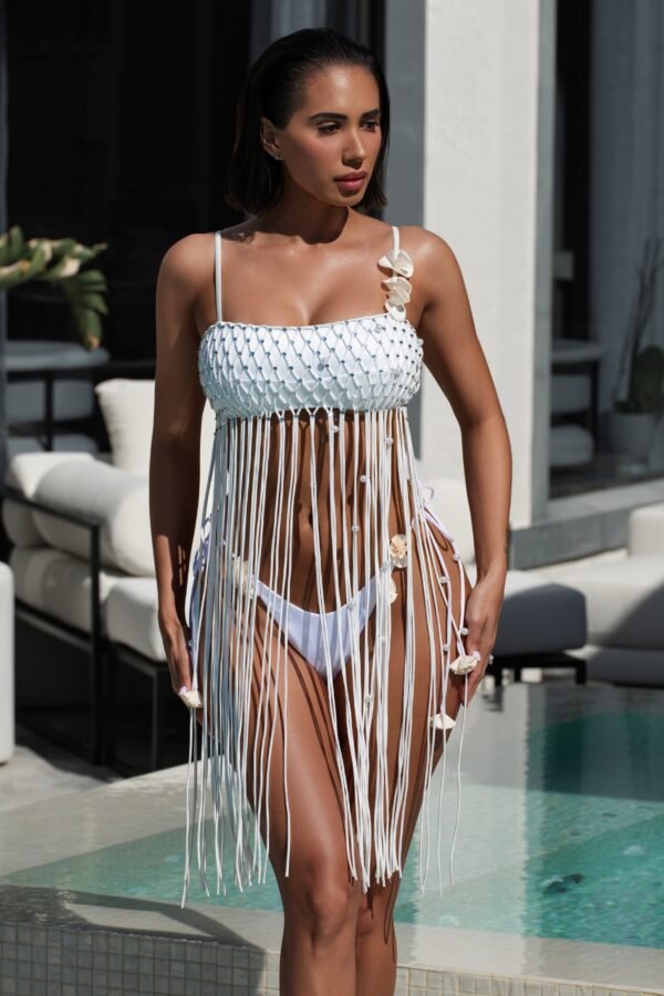 Fleur Fringe Cover Up Top White - Image 2